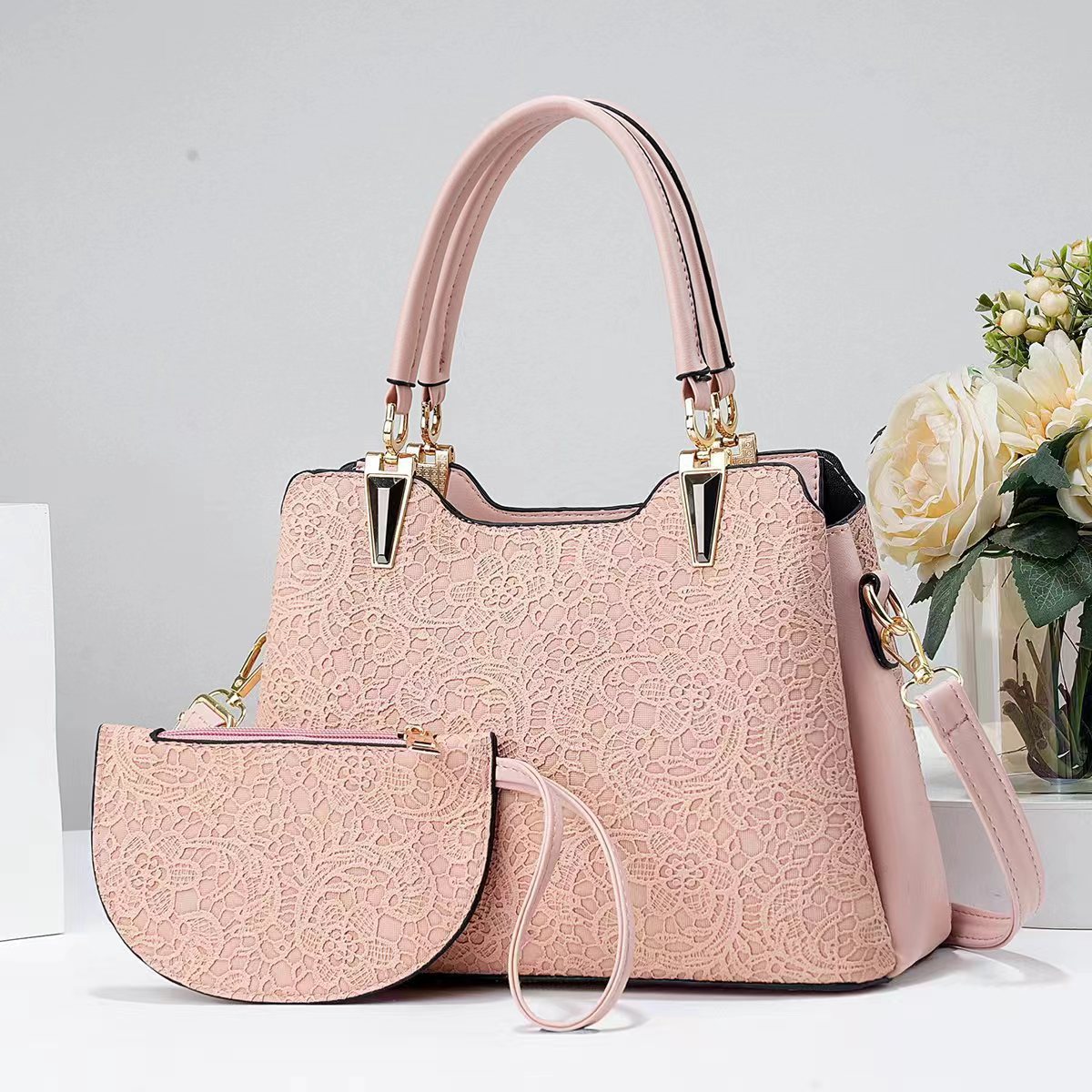 Two-piece hand-held women's bag with large capacity and elegant style, 2024 new style fashionable printed single-shoulder crossbody bag Specification drawing