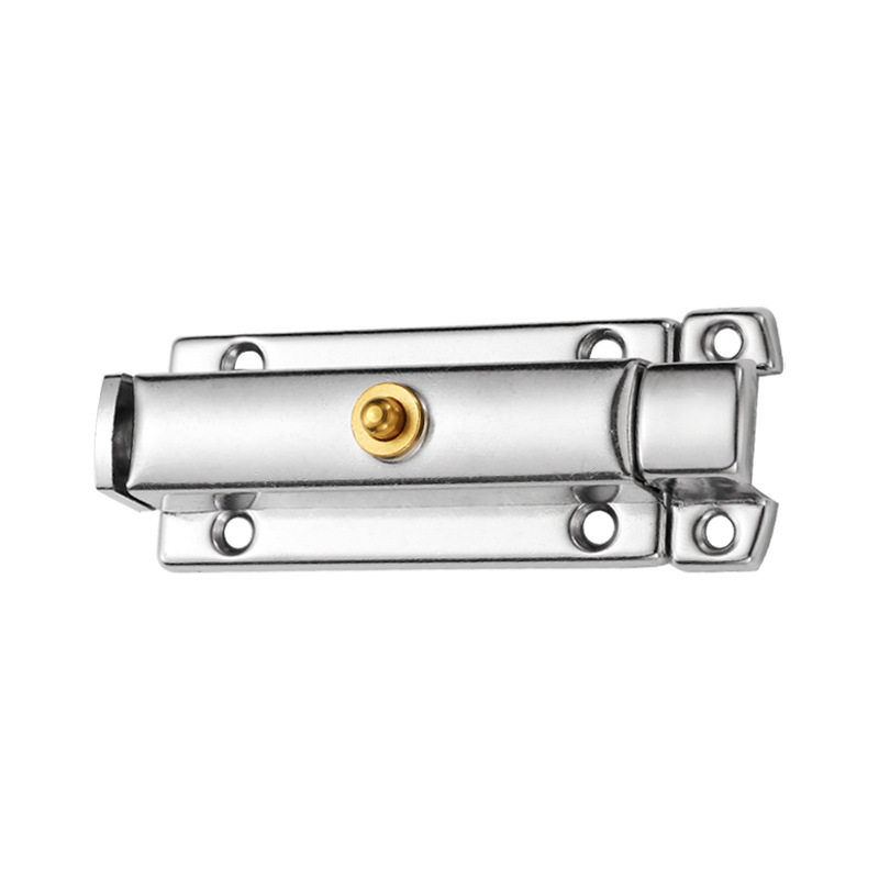 Stainless steel self-spring latch button door bolt thickened exposed latch, public restroom wooden door anti-theft spring latch Item Picture