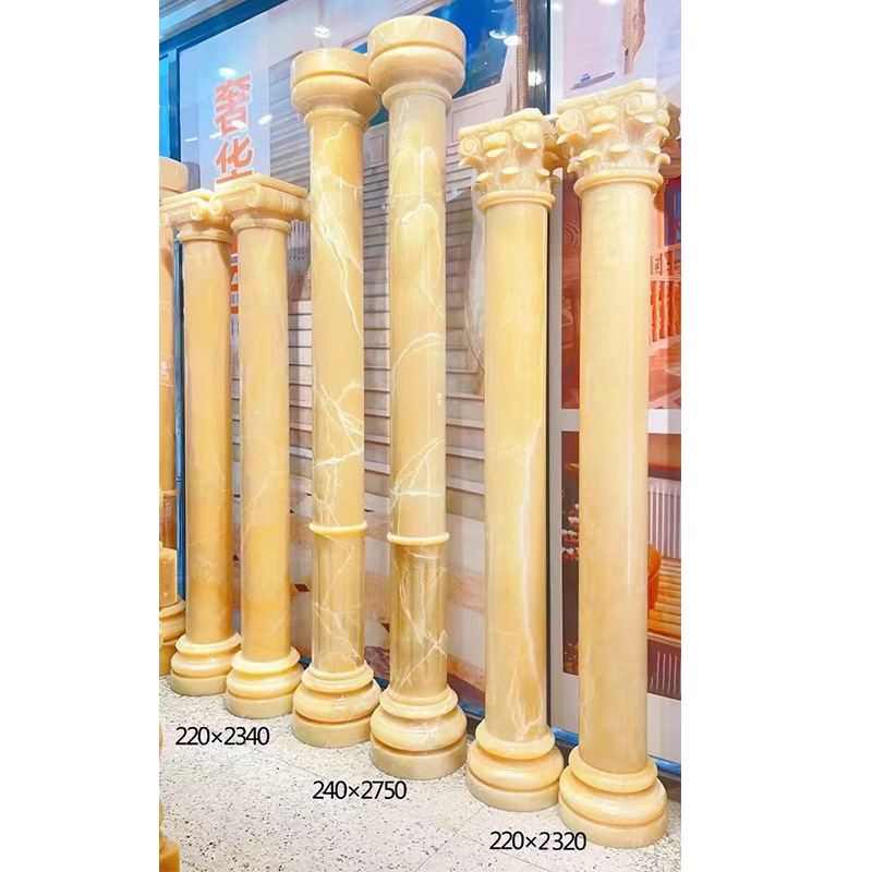 Processing of cylindrical natural marble for hotel villas, marble cylindrical floors, background walls, door casing stones, and window sills details Picture