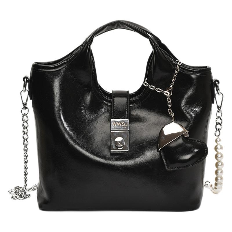 Retro college style hand-held bucket bag for women, 2025 new casual large-capacity single-shoulder bag, versatile and simple crossbody bag Item Picture