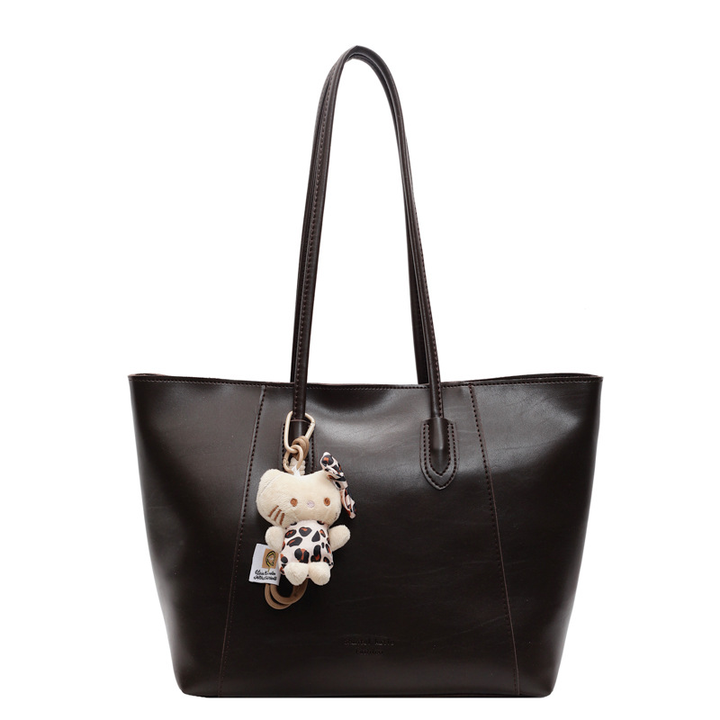 Retro bag for women, large capacity 2024 new style, fashionable and versatile, casual single-shoulder shopping bag, simple commuting tote bag Item Picture