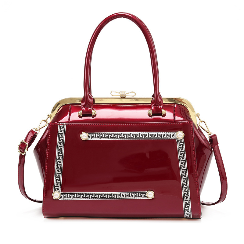 Steel jacket women's bag, classic cross-border trade shiny leather large bag, handbag, single-shoulder crossbody bag, large-capacity women's crossbody bag Item Picture
