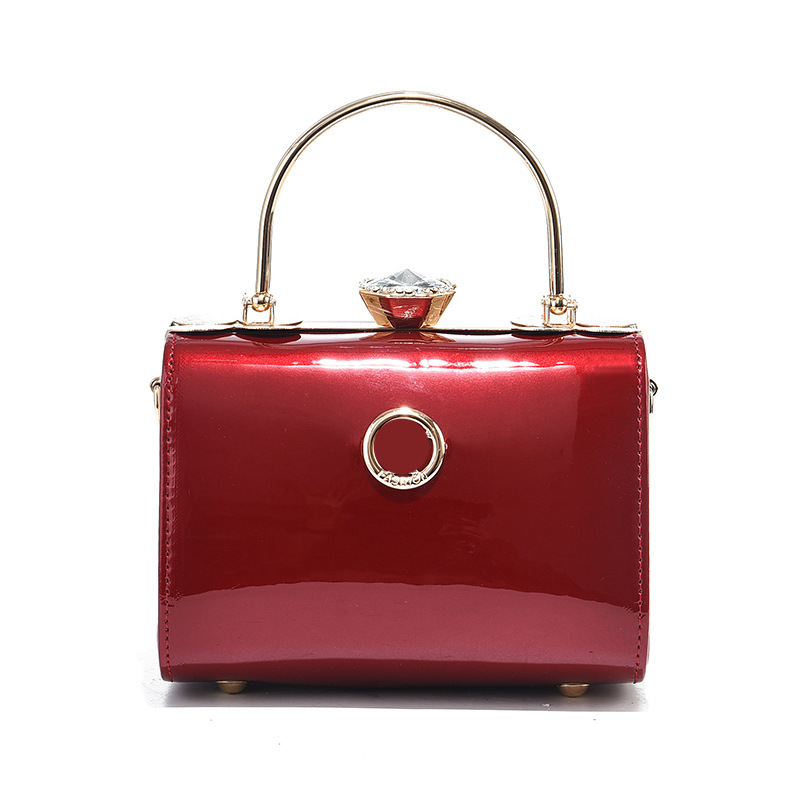 The bride's shiny leather handbag 2022 new style, fashionable and high-end women's bag, versatile, single-shoulder, crossbody, hand-carry box, trendy Item Picture