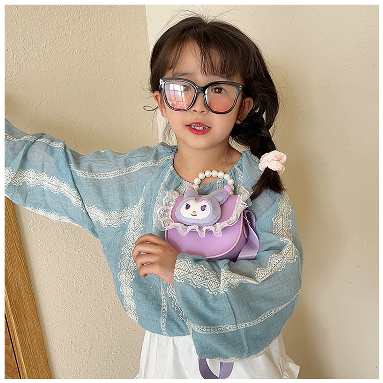 Wholesale 2024 new children's bags, women's pearl hand-held cardholder single-shoulder bag, Princess Kuromi cute crossbody bag Specification drawing