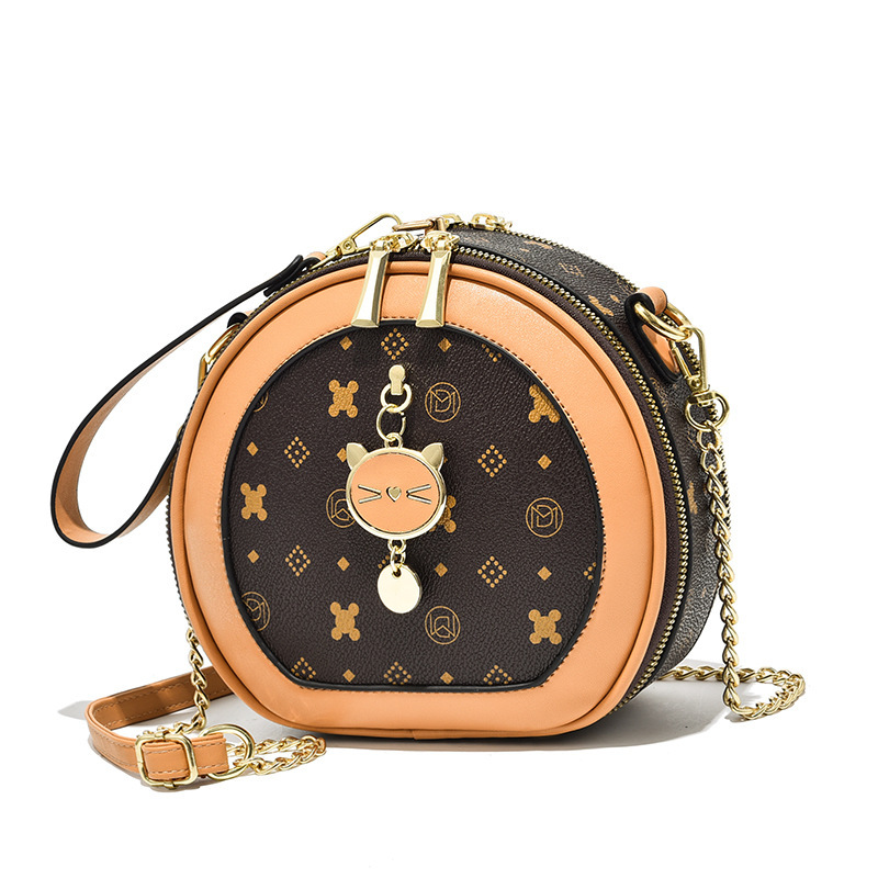 Douyin's popular floral soft round cake bag 2022 new retro small round bag, single-shoulder crossbody women's bag, hand-carried apple bag Item Picture
