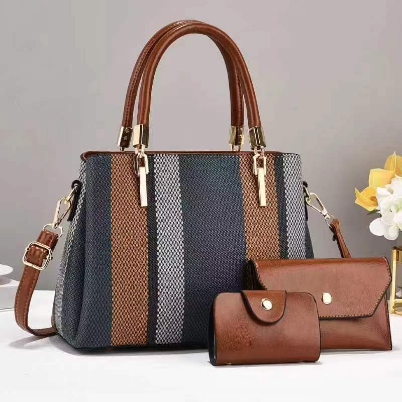High-end, large-capacity new color-blocking canvas fashionable and trendy women's bags, cross-border single-shoulder bags, crossbody bags and handbags Specification drawing