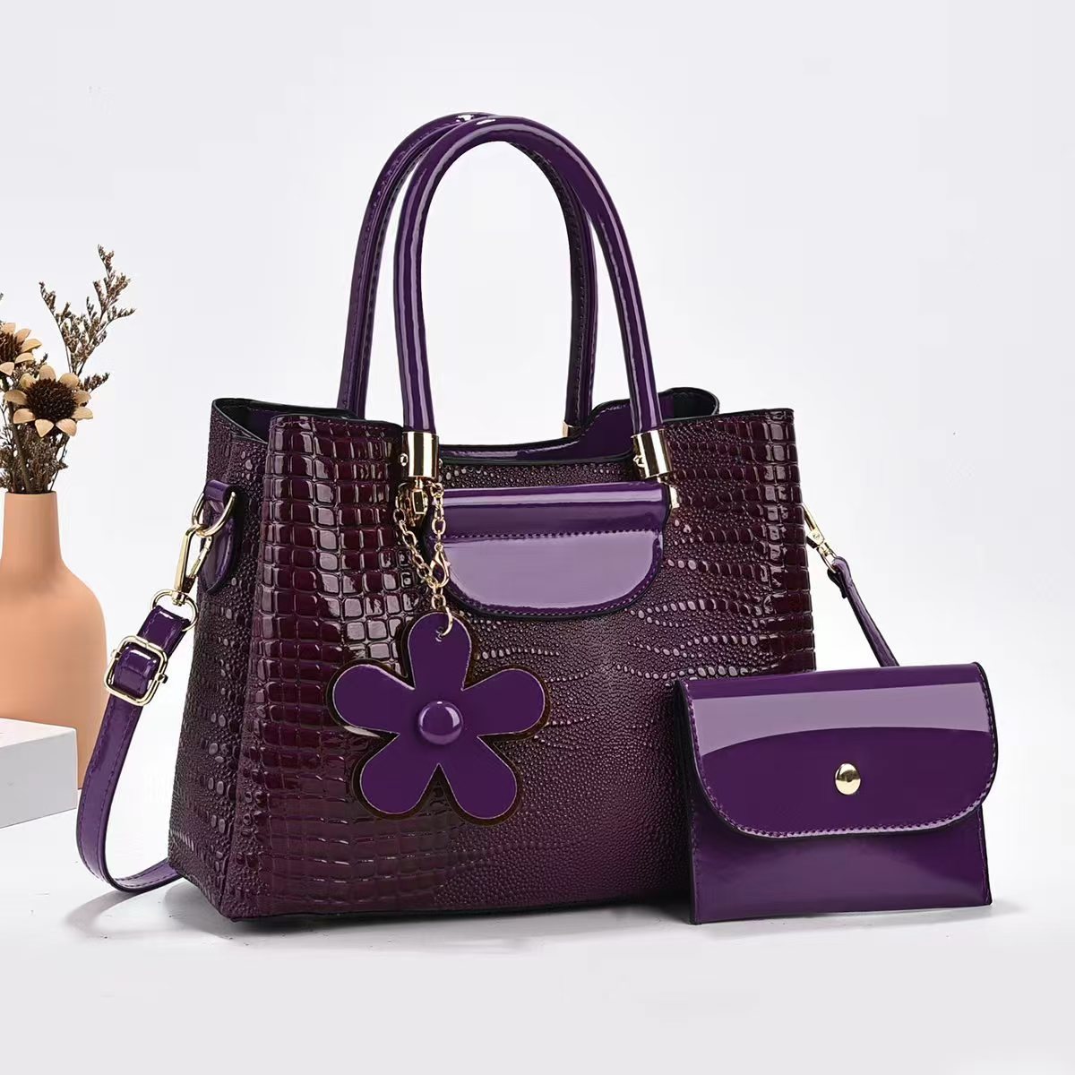 High-end large-capacity single-shoulder women's crossbody bag, cross-border export bag, 2024 new style, high-end stone pattern Specification drawing