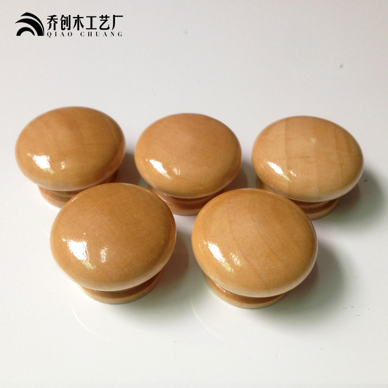 Solid wood furniture cabinet doors, round single-hole small handles, modern and simple drawer cabinet wooden handles, wardrobe wooden handles Application Scenario