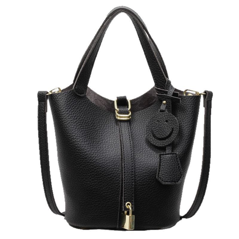 High-end lychee pattern hand-held bucket bag for women 2025 new style, fashionable and versatile single-shoulder bag, stylish and casual crossbody bag Item Picture