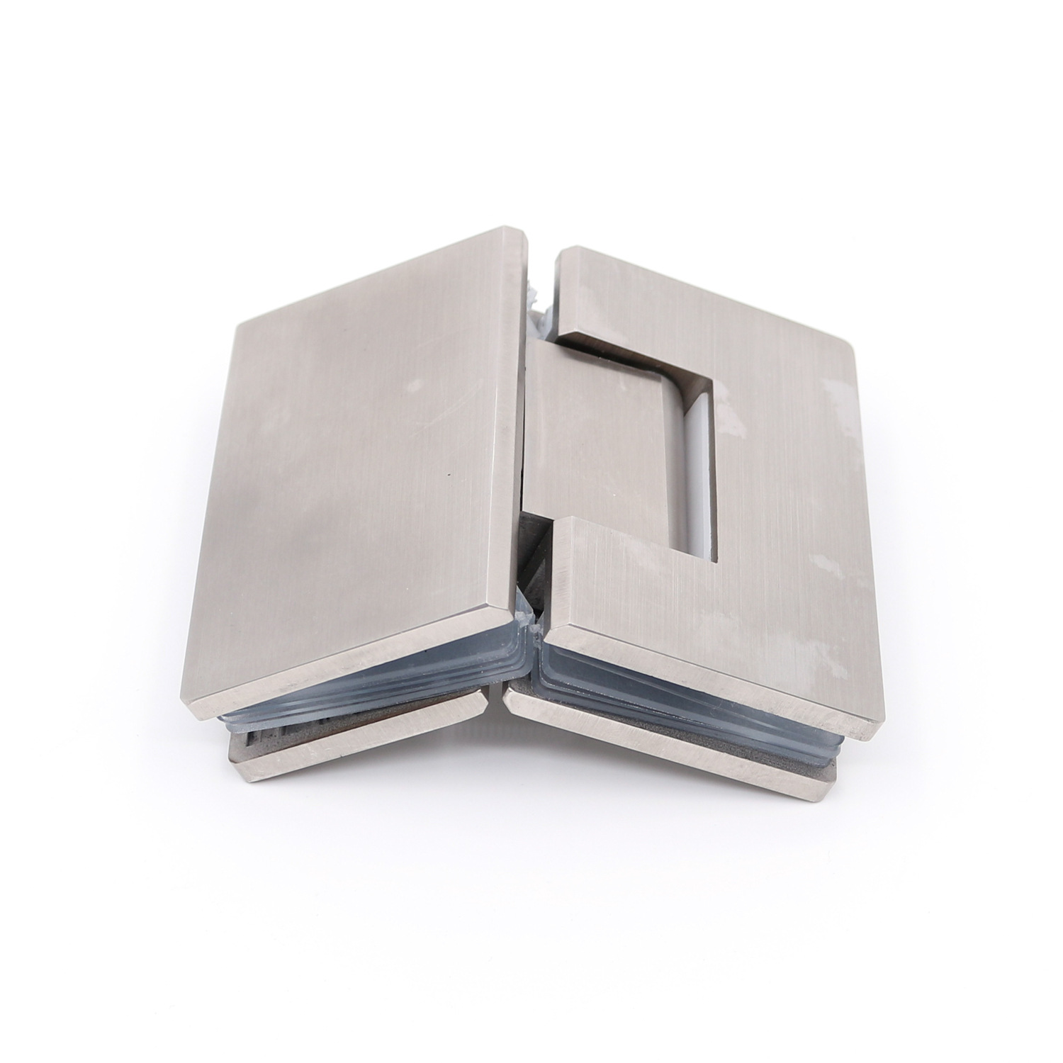 Factory-sold stainless steel bathroom door hinge square straight edge 135-degree double-leaf bathroom glass hinge accessories Specification drawing