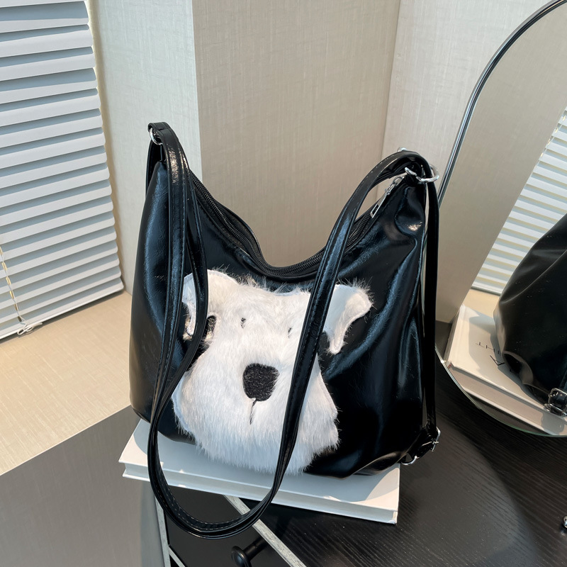 Autumn and winter retro large-capacity women's backpack 2024 new style versatile and cute cartoon dog multi-purpose single-shoulder tote bag full figure
