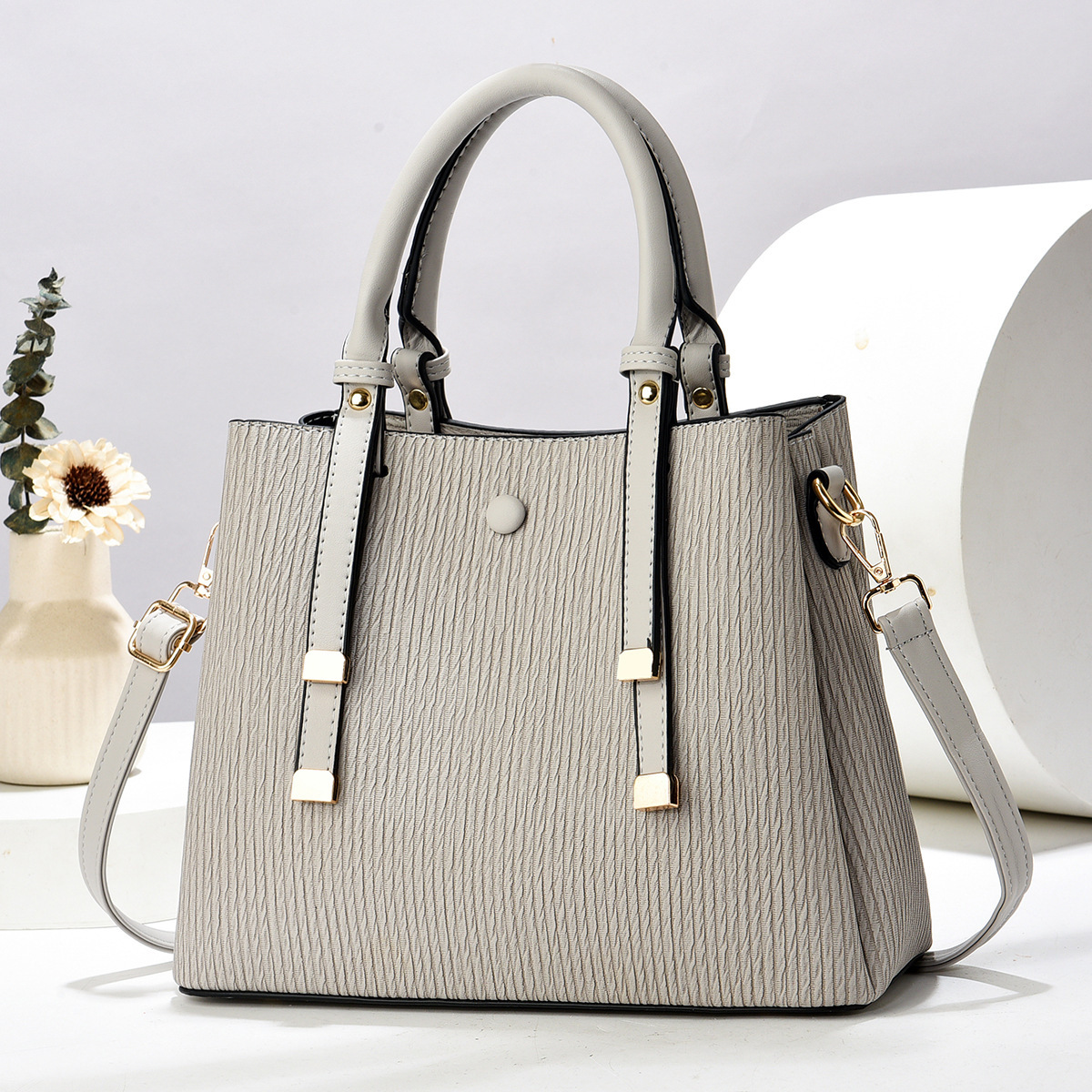 New bamboo woven women's handbag macaron cross-border single-shoulder bag, large capacity woven, trendy and simple bag Specification drawing