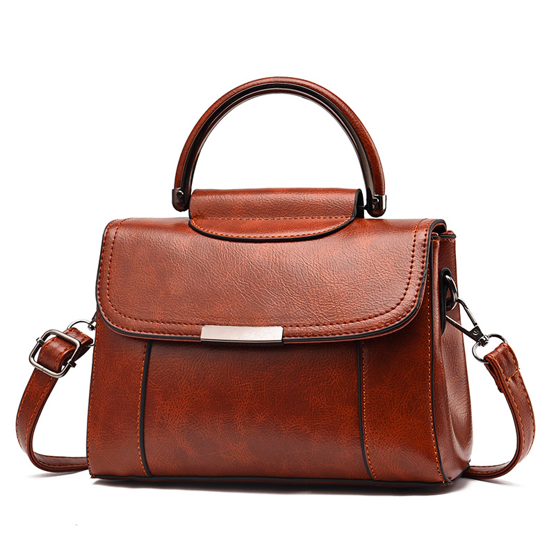 The 2022 new oil-wax leather hand-held small bag for women, a popular and highly recommended one-shoulder crossbody small square bag for cross-camera fashion Item Picture