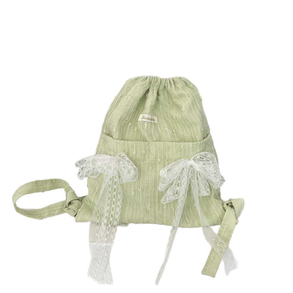 53313 Lace flower drawstring backpack, student schoolbag, drawstring backpack, large-capacity lightweight canvas bag Item Picture