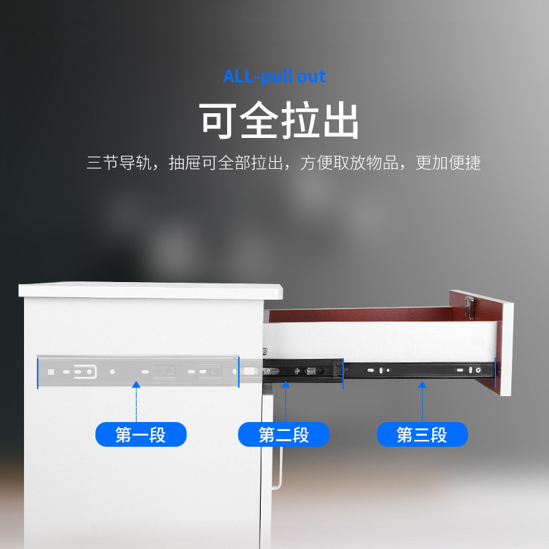 Manufacturer's direct delivery of black 4008 three-section silent track, 40mm wide ball bearing drawer slide rail, furniture hardware guide rail Application Scenario
