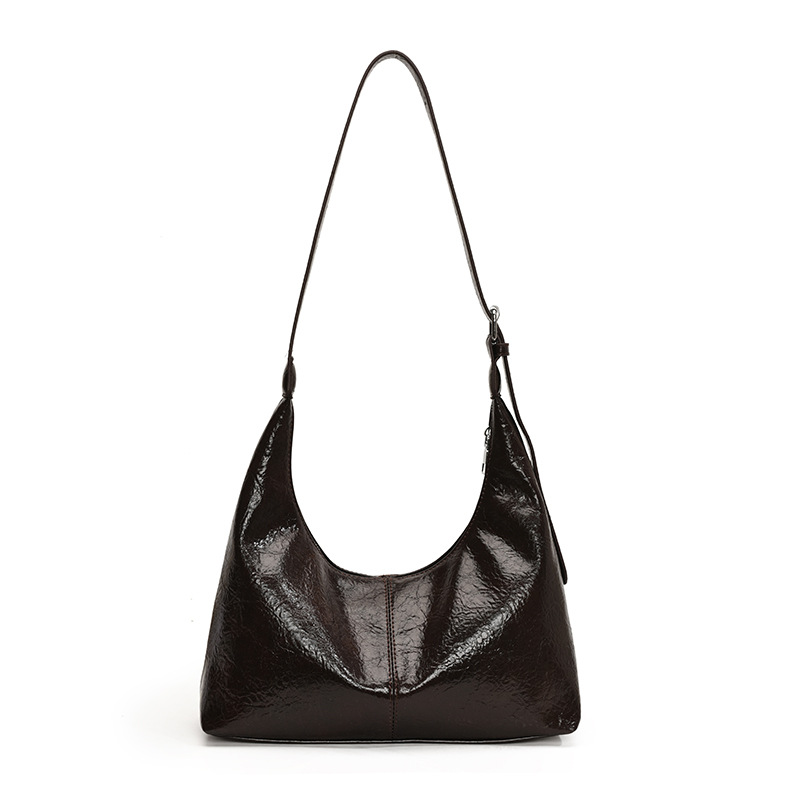 High-end retro oil wax leather underarm bag for women, 2024 new style, trendy and versatile commuting single-shoulder crossbody bag Item Picture