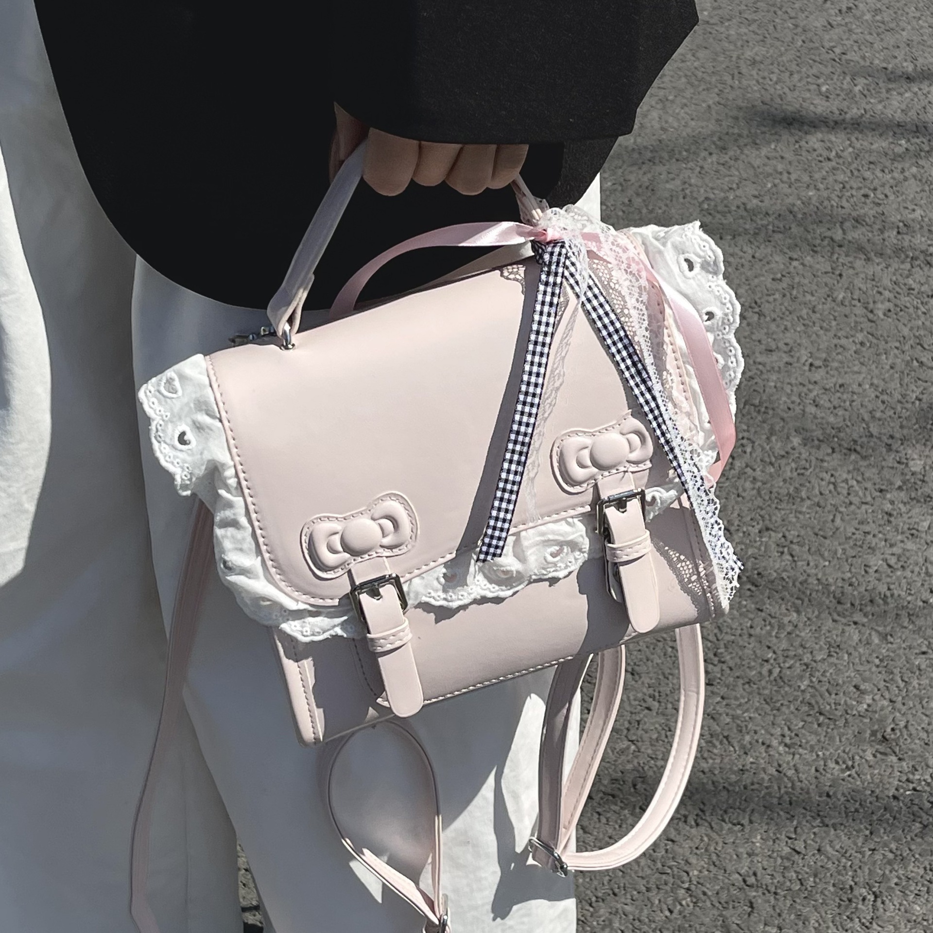 Korean sweet school-style simple backpack, summer fashion, versatile, high-end quality hand-held small square bag for women Specification drawing