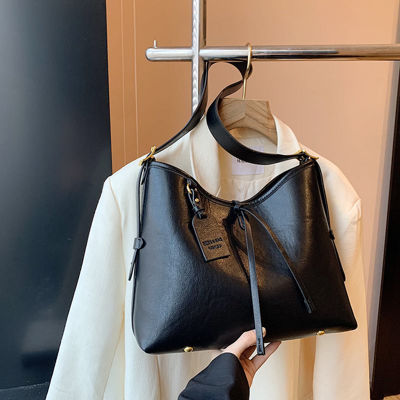 High-end retro large-capacity bag for women, 2024 new retro Maillard single-shoulder bag, commuter crossbody tote bag Specification drawing