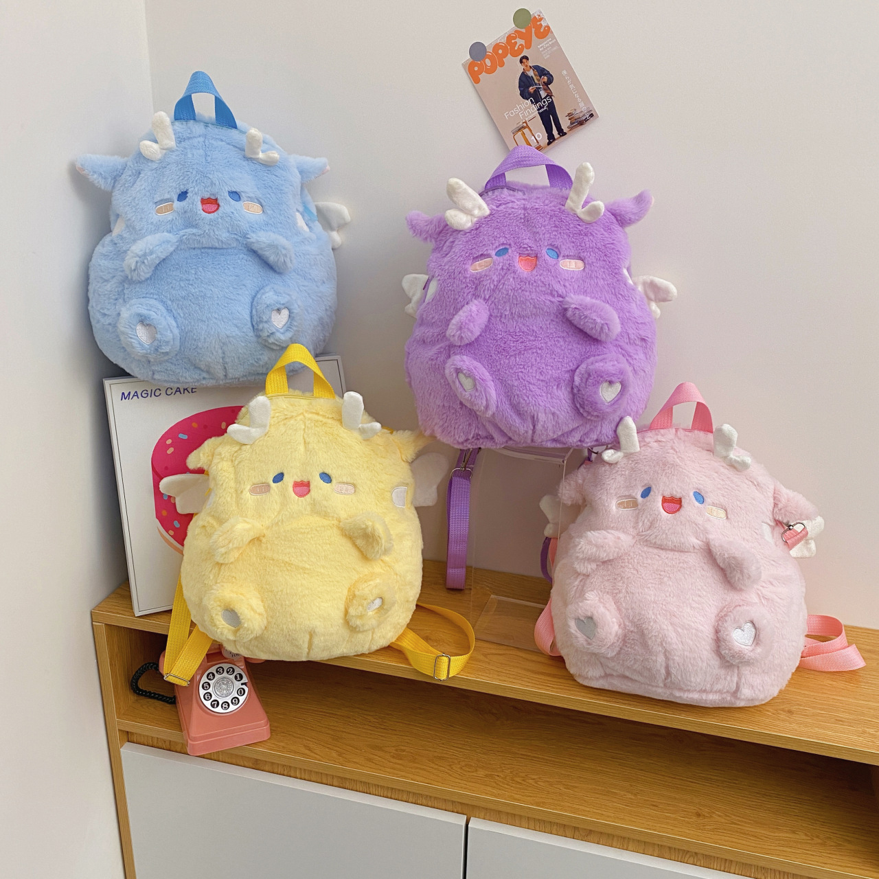 New cartoon little flying Dragon doll backpack, ins Japanese girl heart student storage bag, gift doll bag full figure
