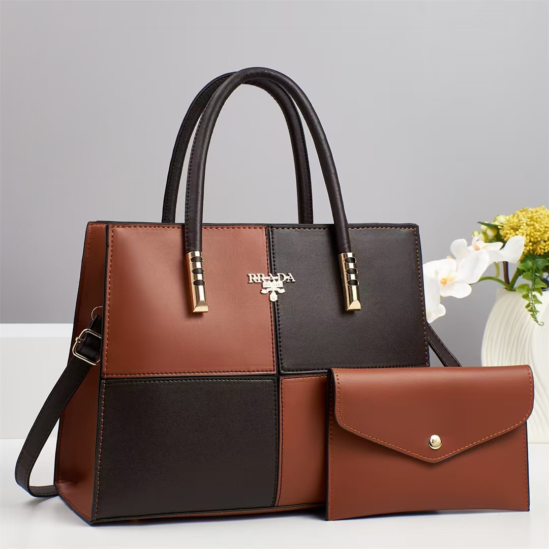 Fashionable two-piece patchwork handbag set, 2025 new style single-shoulder crossbody bag, large-capacity commuter best-selling women's bag wholesale details Picture
