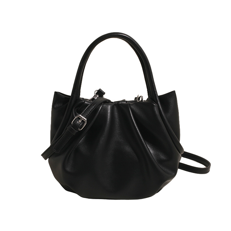 Korean style Instagram simple and versatile pleated bag, fashionable single-shoulder handbag, women's 2024 new casual bucket bag Item Picture