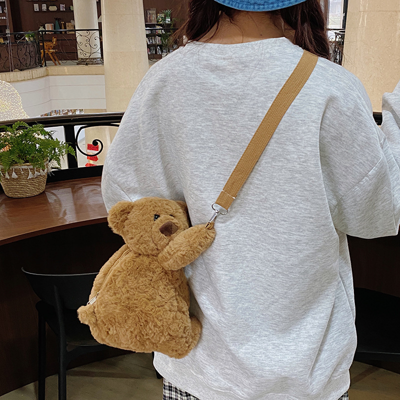 2025 Cartoon Bear Backpack, Plush Toy, Little Bear Backpack, Doll Gift, Girlish Heart Outing Comfort Backpack Specification drawing