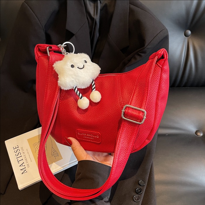 Cross-border fashion Korean-style soft dumpling bag for women 2025 Summer new versatile ins solid color single-shoulder crossbody bag full figure