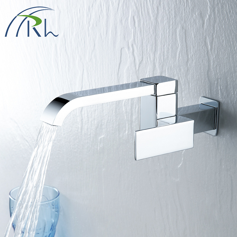 Huarui Li balcony bathroom wall-mounted mop sink faucet single-cooling quick-opening rotatable mop sink copper faucet full figure