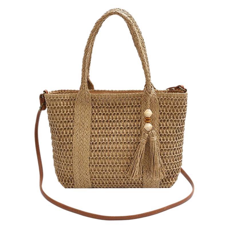 Seaside vacation laid-back style straw woven bag for women, 2025 new versatile large-capacity tote bag, beach single-shoulder crossbody bag Item Picture