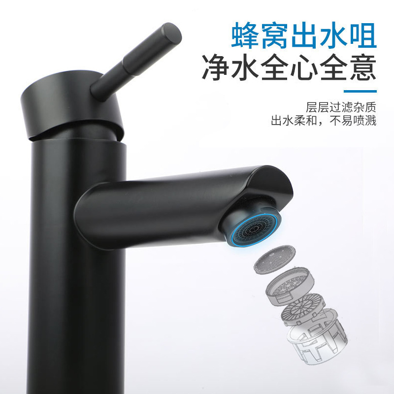 304 stainless steel bathroom countertop basin, square faucet, cold and hot, high and low style washbasin, face basin faucet Application Scenario