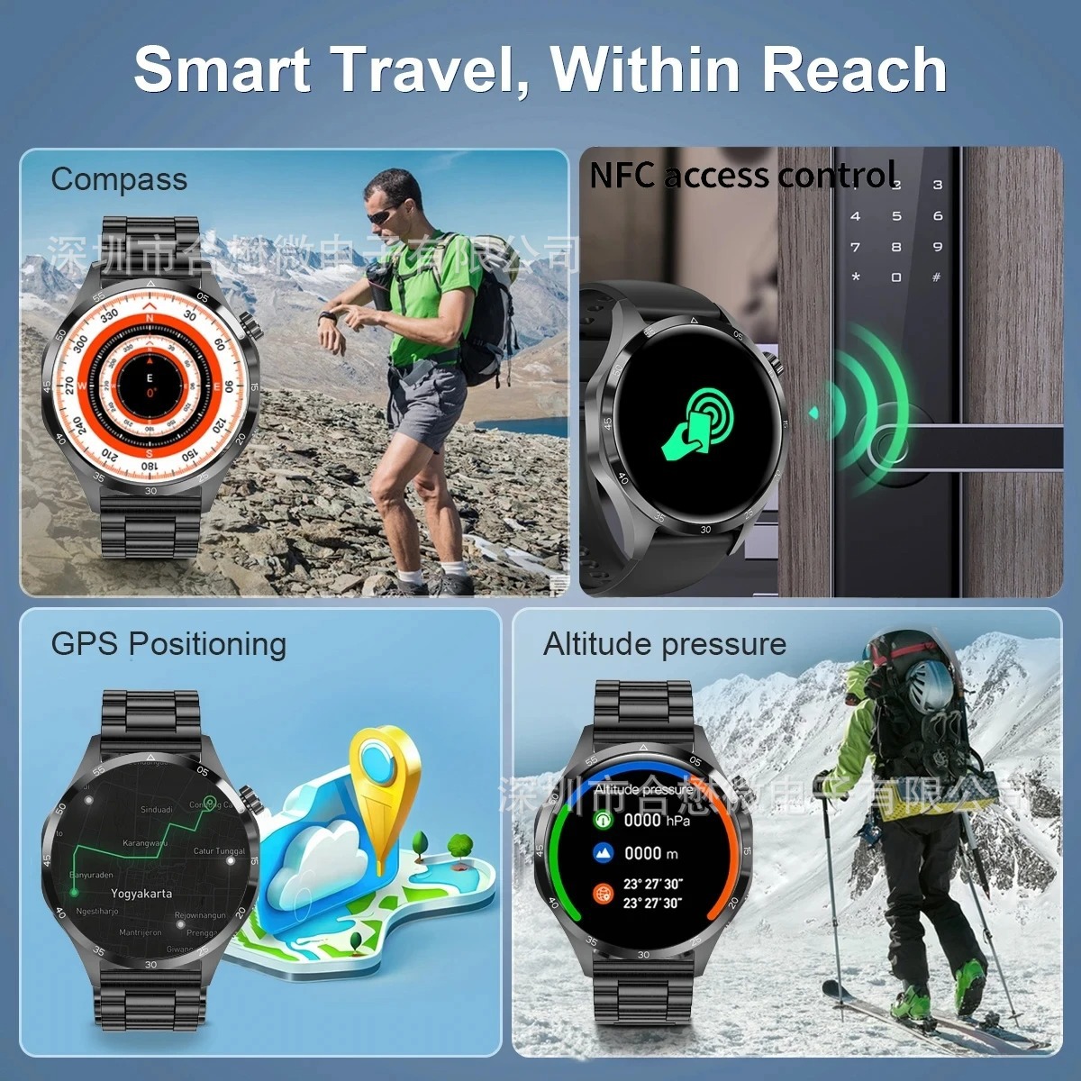 The new GT4pro + cross-border exclusive smartwatch features Bluetooth calls and multiple sports modes Application Scenario