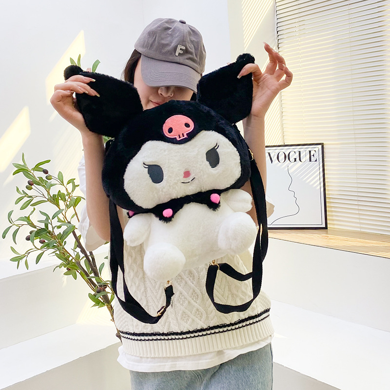 Cute and girlish cartoon big-eared dog Yugui dog figurine backpack, crossbody bag, Japanese-style plush children's backpack details Picture