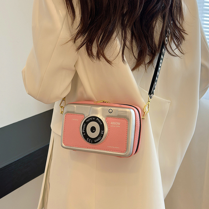 New cross-border trendy and versatile camera bag, stylish small square bag, Korean style cute color contrast fashion single-shoulder crossbody women's bag Specification drawing