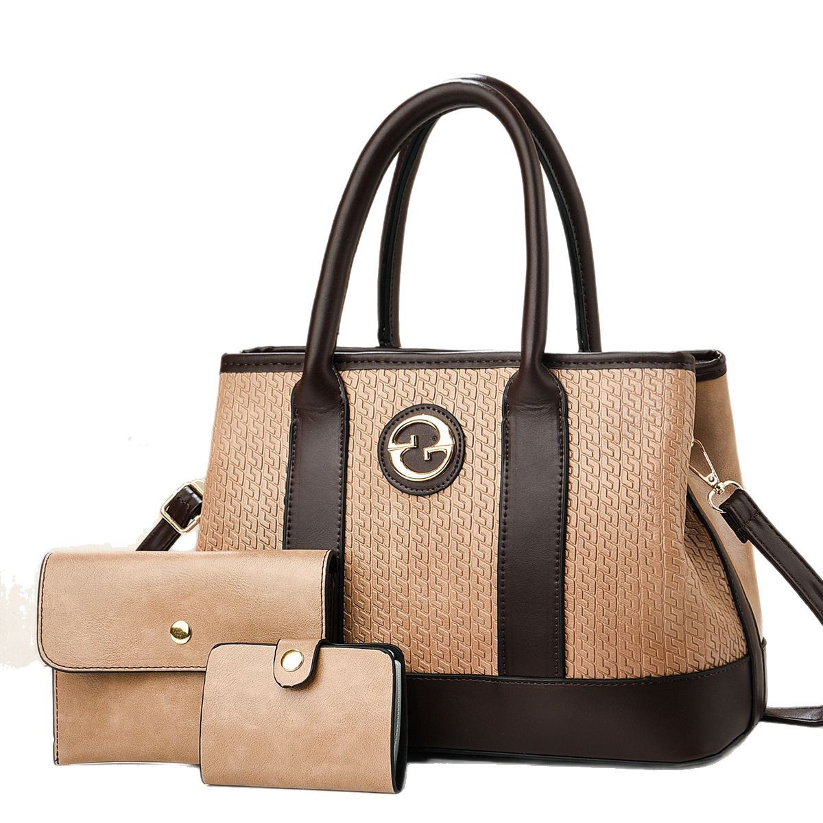 The 2025 new high-appearance-level embossed and patterned high-end three-piece design single-shoulder bag is a versatile cross-border women's bag Item Picture