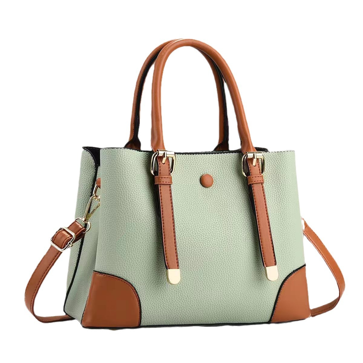 This is a new 2024 model of a fashionable and trendy handbag with lychee pattern patchwork. It is a large-capacity single-shoulder bag for women and a large crossbody bag Item Picture