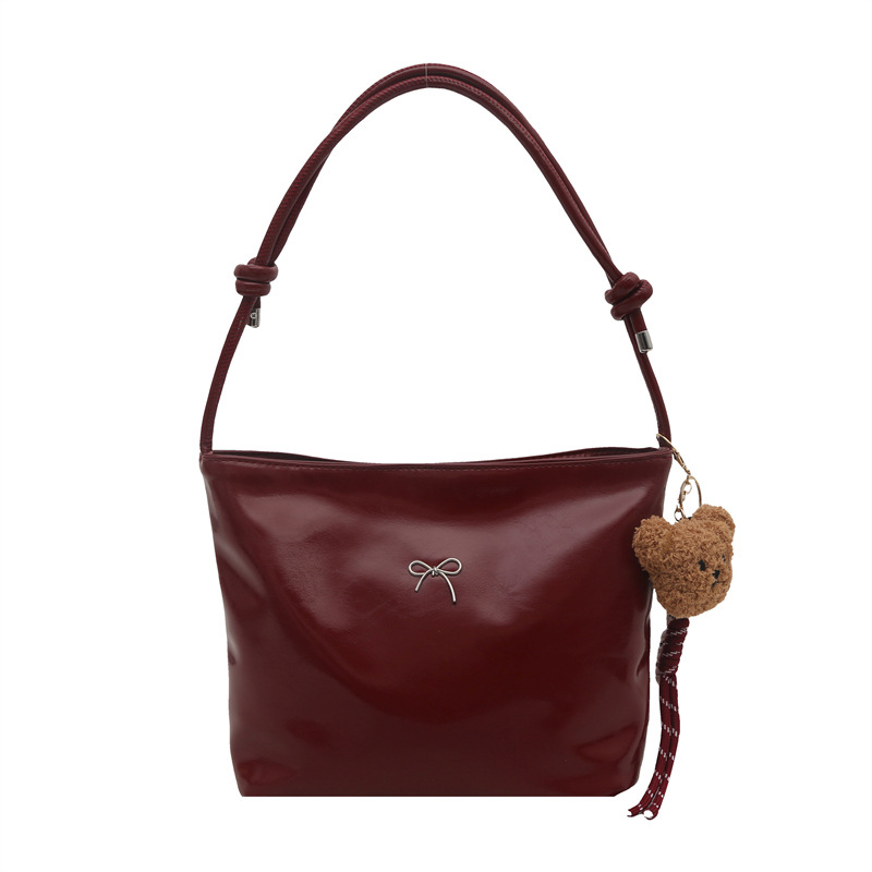 Tote Bag Women's new large-capacity commuter bag, niche design, high-end feel, red single-shoulder bag Item Picture