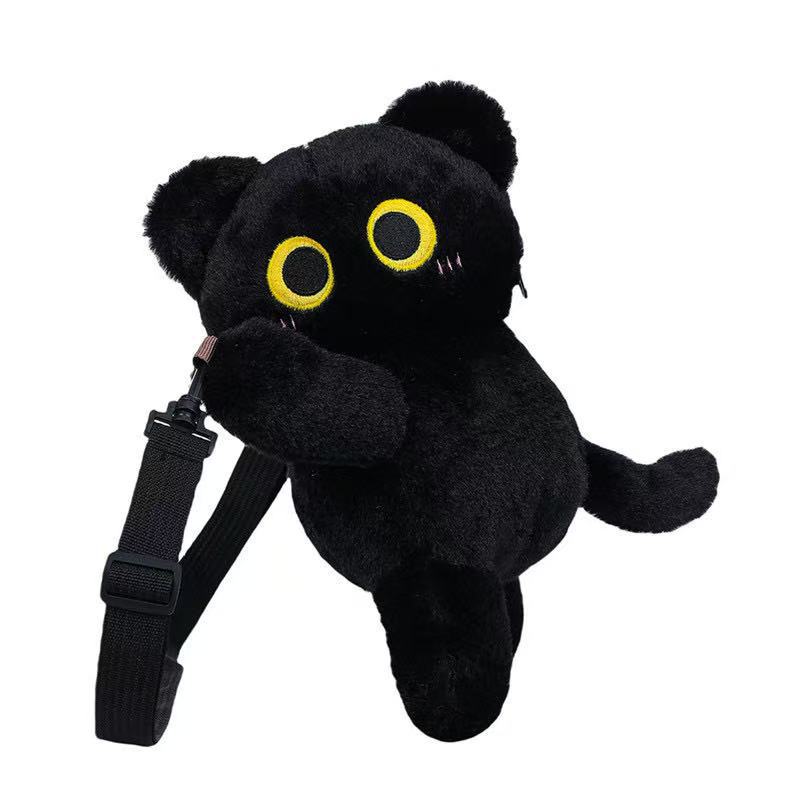 A large-capacity, girlish single-shoulder storage bag featuring a plush toy doll with a slant straddle in a cartoon style Item Picture