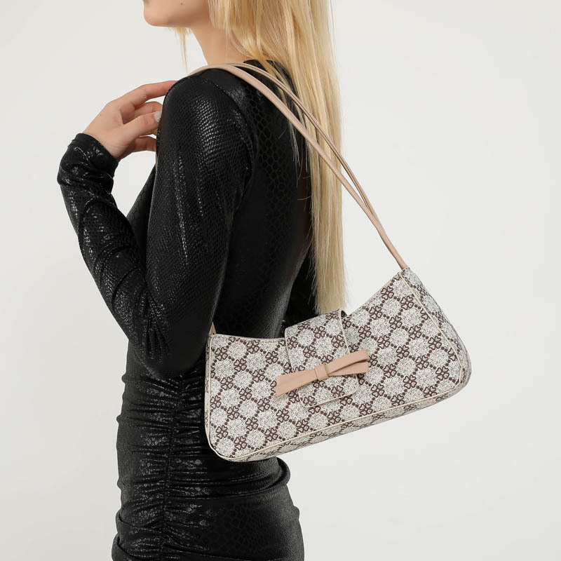 A new retro Korean-style leopard print bag with a bow, fashionable PU leather, trendy, individualistic and high-end single-shoulder underarm bag Specification drawing