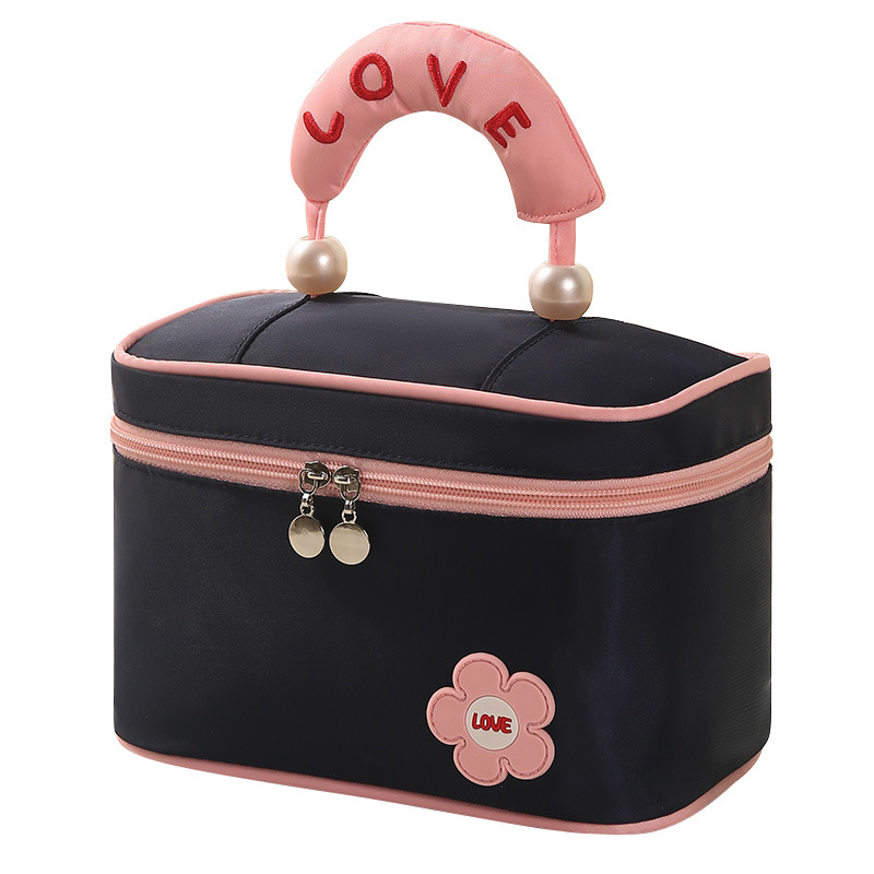 Runhui's new pearl openable cosmetic bag, cosmetic storage bag, travel toiletry bag, portable cosmetic bag, high appearance level details Picture