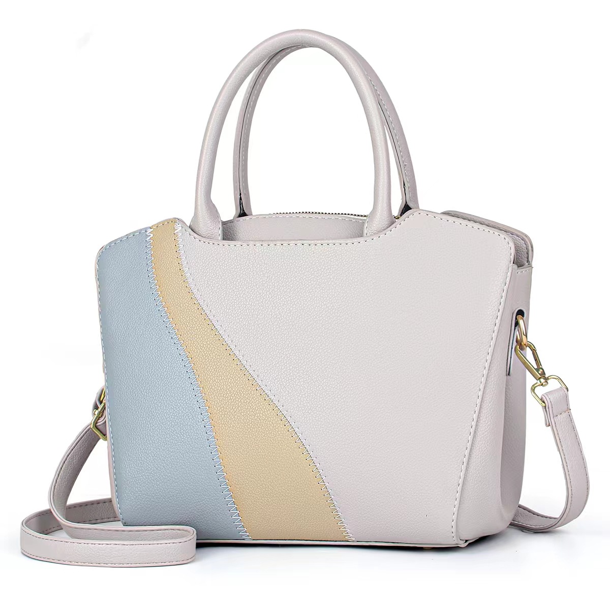 New 2024 foreign trade women's bag, single-shoulder crossbody bag, large-capacity retro patchwork handbag for women, commuter cross-border bag full figure