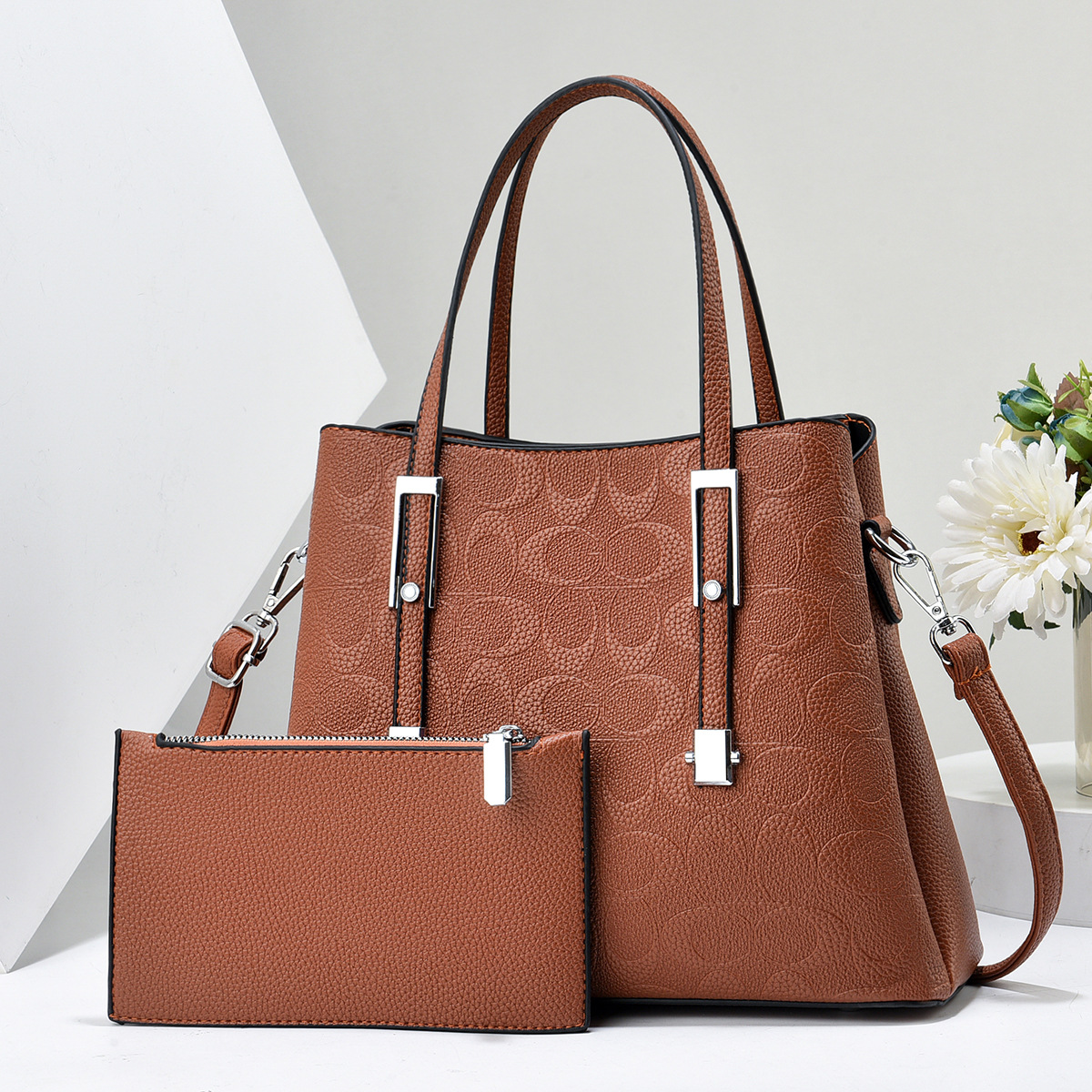 Wholesale of 2023 new styles of European and American fashion two-piece set handbags, hand-held shoulder crossbody bags from the manufacturer details Picture
