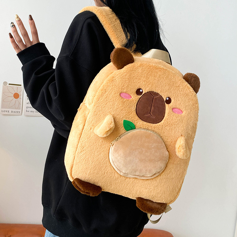 New Capibara plush toy bag, cute capybara backpack, large-capacity multi-purpose bag, doll bag, direct supply details Picture