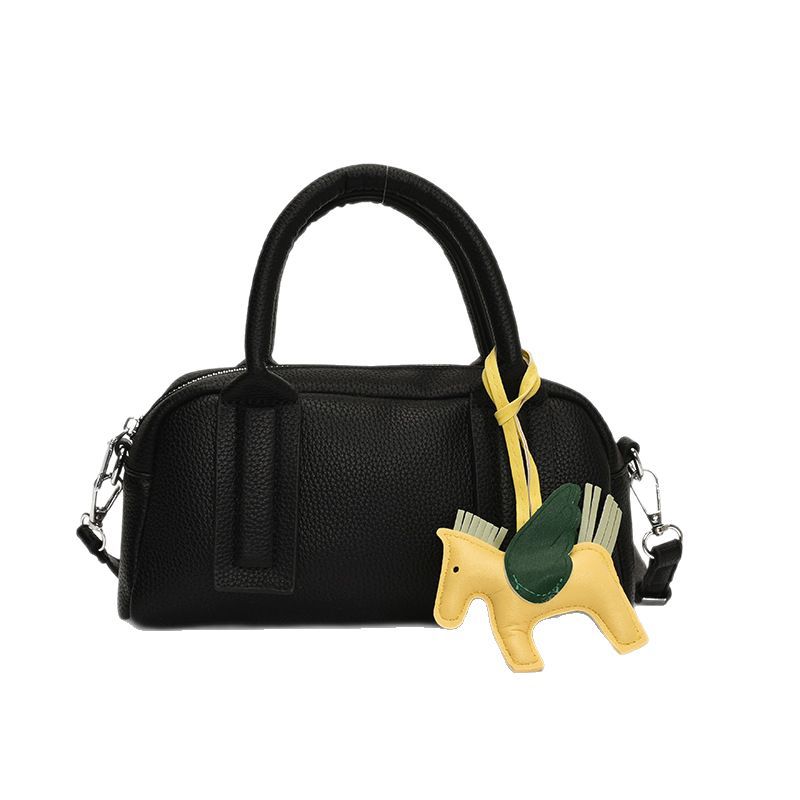 Cross-border fashion lychee pattern hand-held Boston bag 2025 New style, fashionable, versatile and niche commuter single-shoulder crossbody bag Item Picture