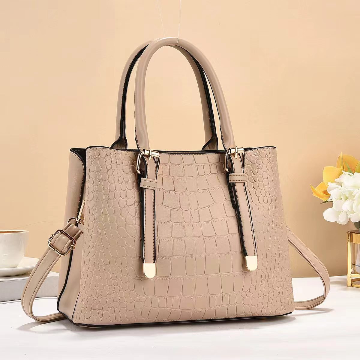 New stone-patterned cross-border high-end large bag, light luxury single-shoulder bag, large-capacity commuting all-purpose hand-held tote bag Specification drawing