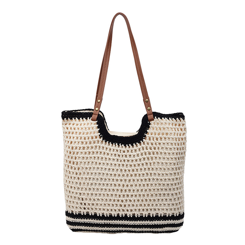 2025 Summer new Korean-style woven bag, trendy and laid-back single-shoulder bag, seaside vacation underarm bag, large-capacity tote bag Item Picture