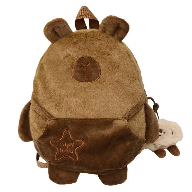 New Capibara crossbody bag for Women 2025, a new cartoon plush small backpack, a casual and girlish travel bag Item Picture