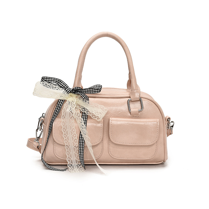 Cross-border casual hand-held Boston bag for women 2025 New Korean style simple and versatile bow single-shoulder crossbody bag Item Picture