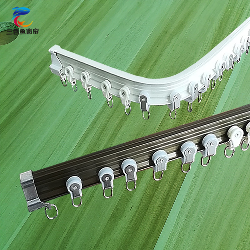 Curtain tracks, U-shaped and L-shaped curved rails, curtain rods, bay window sliding rails, Roman rod slides, curved top-mounted rails, double rails full figure