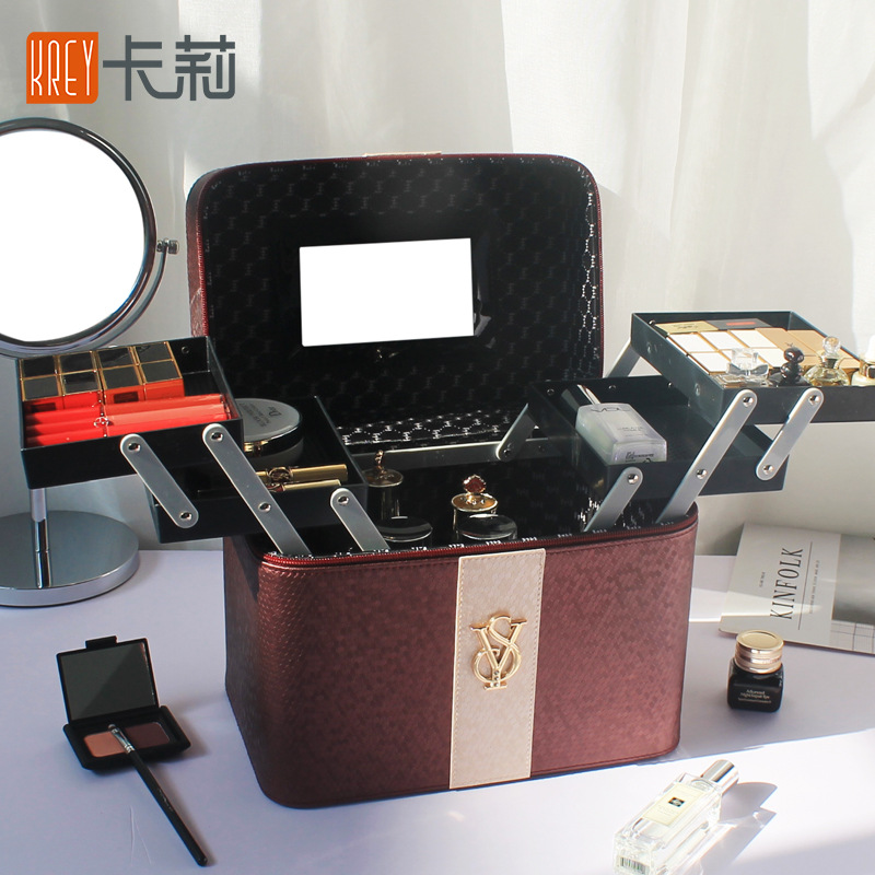 Large-capacity makeup bag, portable for women, popular Instagram style cosmetics storage bag, multi-functional and simple hand-held makeup box full figure