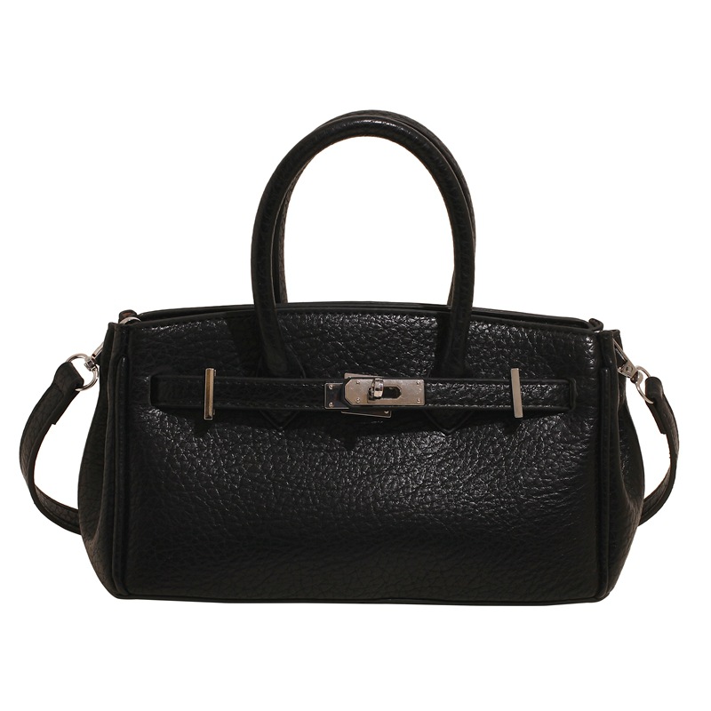 Cross-border niche texture lychee pattern hand-held Kelly bag for women 2025 new style fashionable and trendy Korean version single-shoulder crossbody bag Item Picture